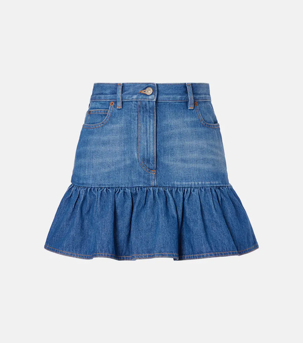  Valentino Valentino Ruffled Denim Miniskirt 