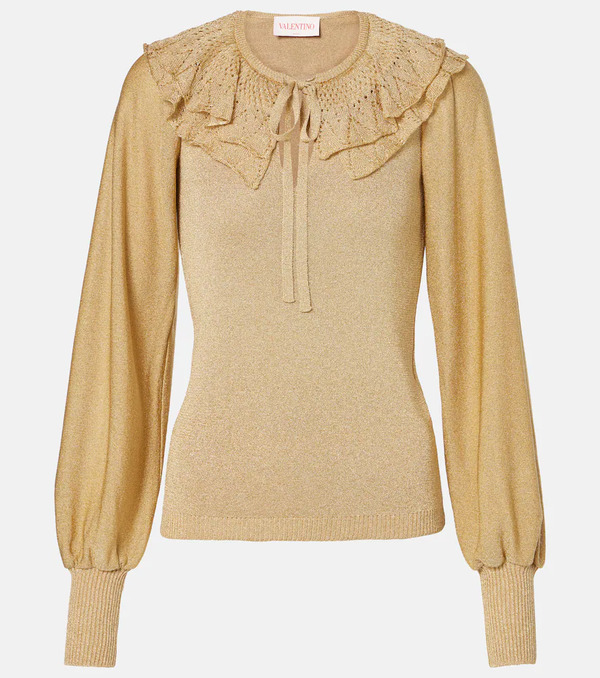  Valentino Valentino Ruffled Lame Sweater 