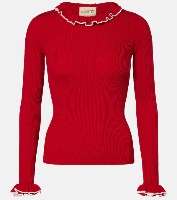  Valentino Valentino Ruffled Virgin Wool Sweater 