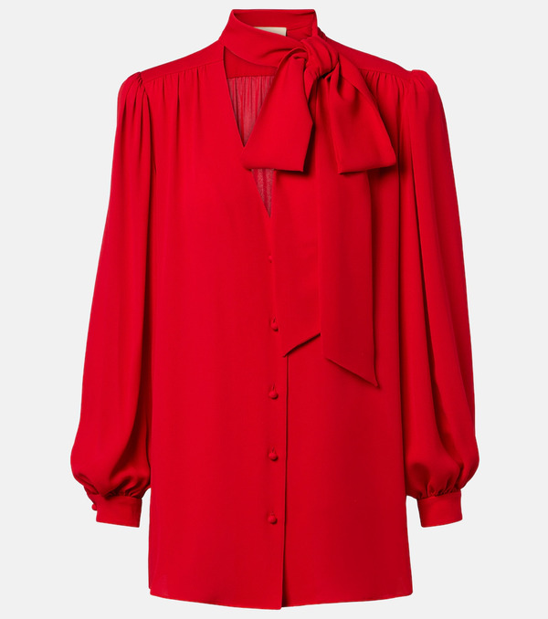  Valentino Valentino Tie-neck Silk Georgette Blouse 
