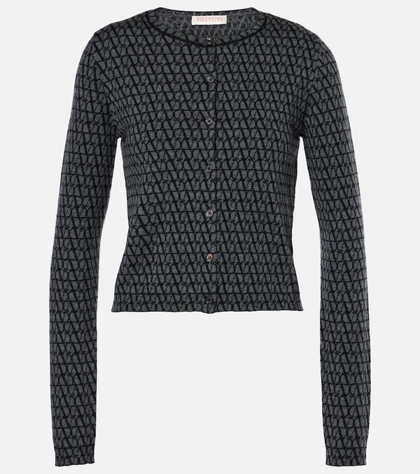  Valentino Valentino Toile Iconographe Virgin Wool Cardigan 
