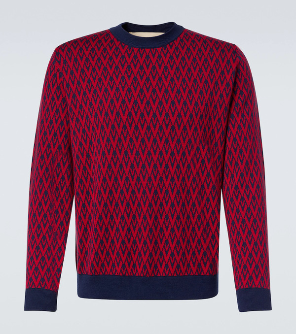  Valentino Valentino Toute La V Virgin Wool Jacquard Sweater 