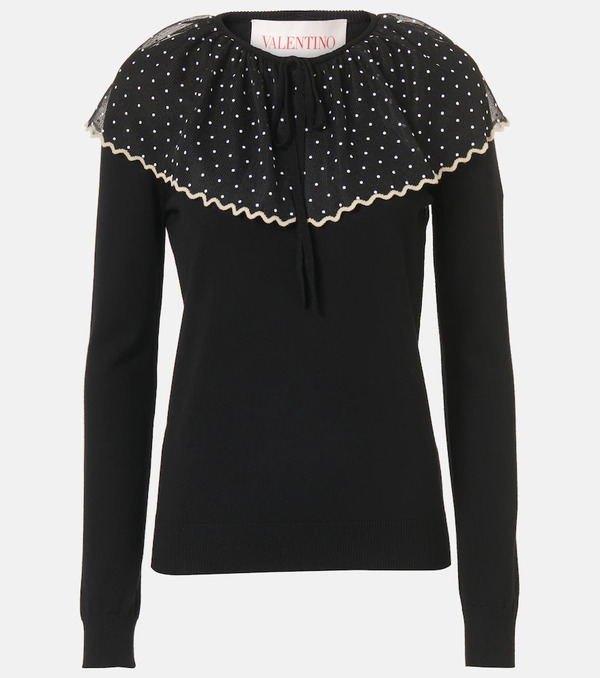  Valentino Valentino Tulle-trimmed Wool Sweater 