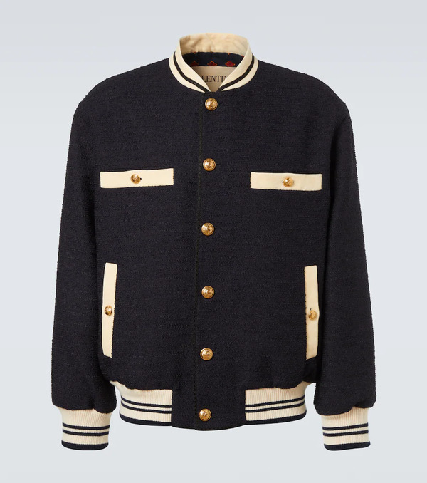  Valentino Valentino Tweed Bomber Jacket 