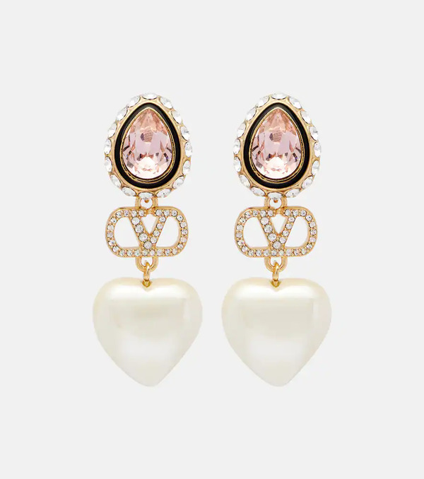  Valentino Valentino Vlogo Embellished Drop Earrings 