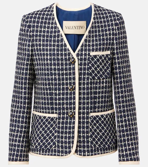  Valentino Valentino Wool And Cotton-blend Boucle Jacket 