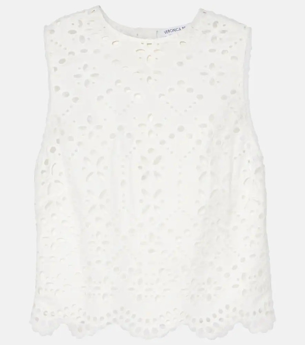  Veronica Beard Veronica Beard Adelyn Broderie Anglaise Cotton Top 