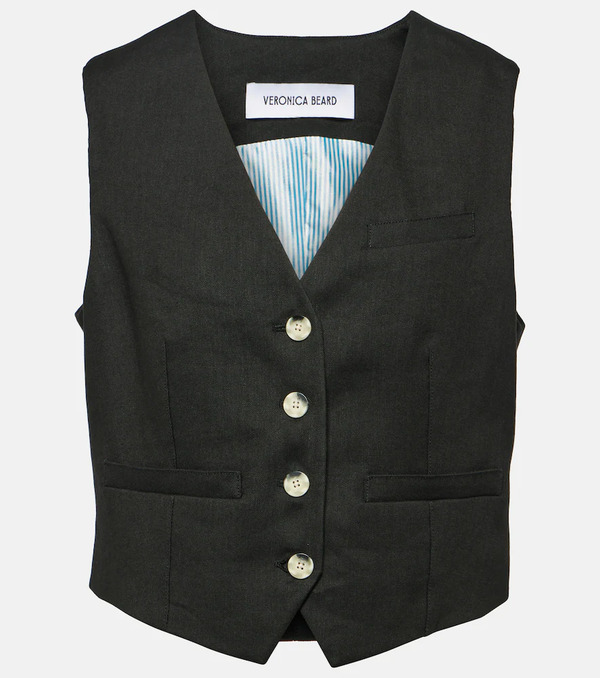  Veronica Beard Veronica Beard Bennett Linen-blend Twill Vest 