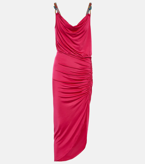  Veronica Beard Veronica Beard Biava Beaded Ruched Midi Dress 