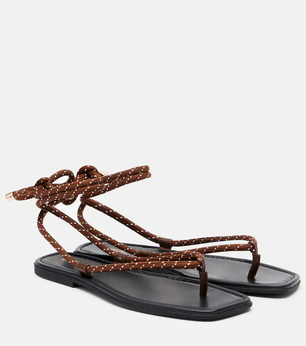  Veronica Beard Veronica Beard Carmina Leather-trimmed Thong Sandals 