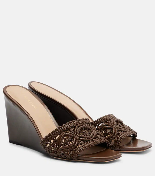  Veronica Beard Veronica Beard Ellen Macrame Leather Wedge Mules 