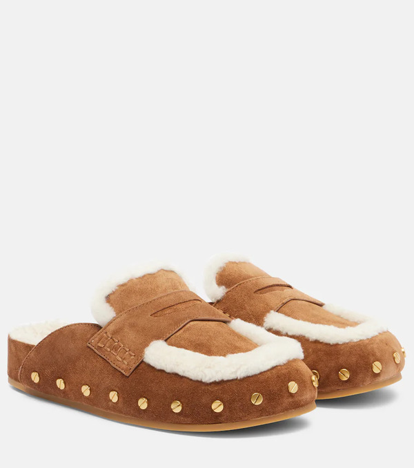  Veronica Beard Veronica Beard Fenix Shearling-lined Suede Mules 