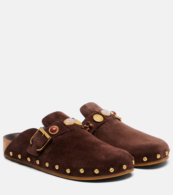  Veronica Beard Veronica Beard Fern Embellished Suede Mules 