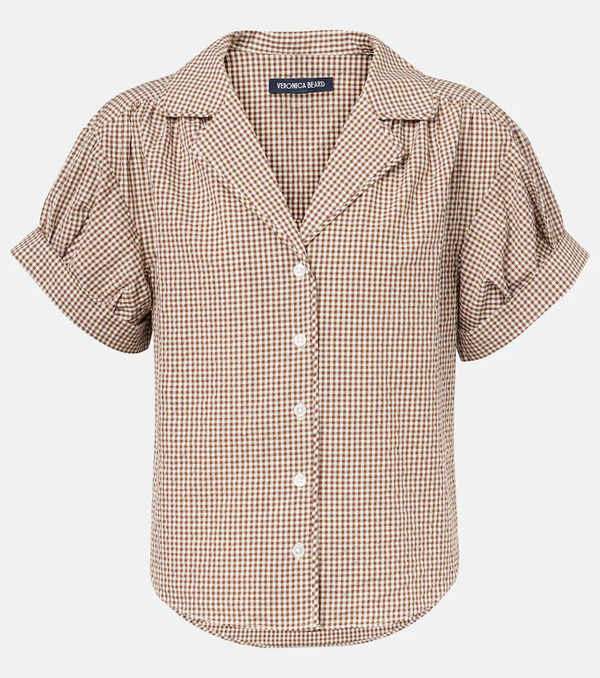  Veronica Beard Veronica Beard Ilene Gingham Cotton-blend Shirt 