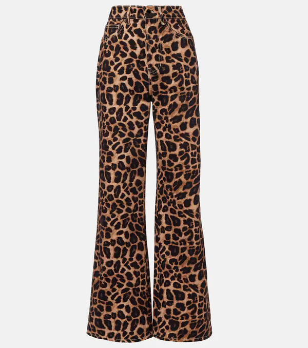  Veronica Beard Veronica Beard Leopard-print High-rise Wide-leg Pants 