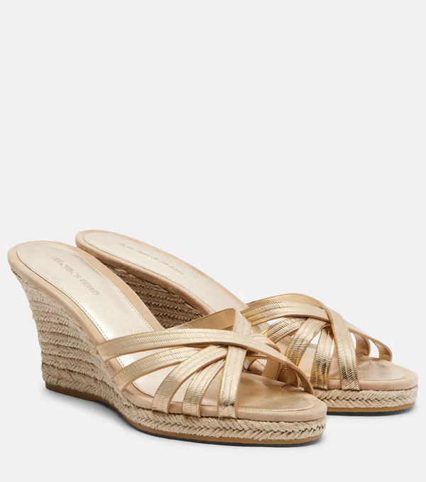  Veronica Beard Veronica Beard Metallic Leather Espadrille Wedges 