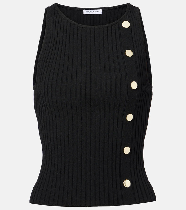  Veronica Beard Veronica Beard Nelson Embellished Ribbed-knit Top 
