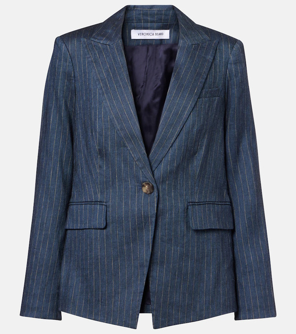  Veronica Beard Veronica Beard Obie Pinstripe Linen-blend Blazer 