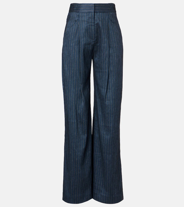  Veronica Beard Veronica Beard Rimini Linen-blend Wide-leg Pants 