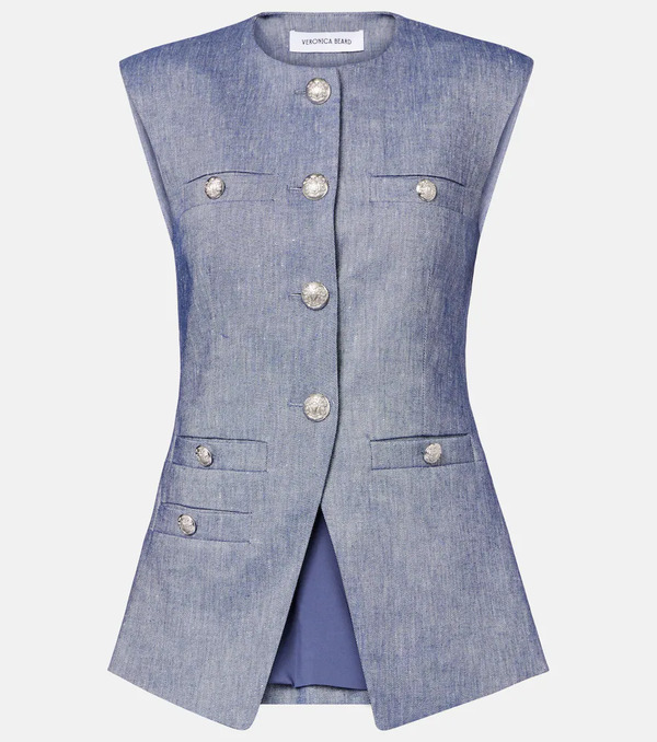  Veronica Beard Veronica Beard Tamara Linen-blend Vest 