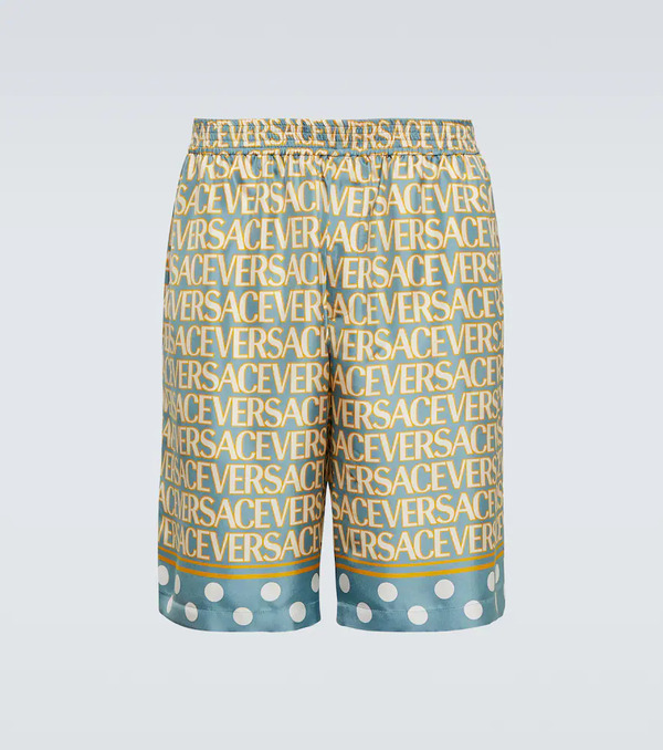  Versace Versace Versace Allover Silk Shorts 