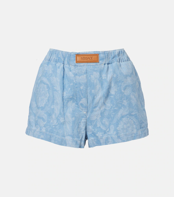  Versace Versace Barocco Denim Chambray Shorts 