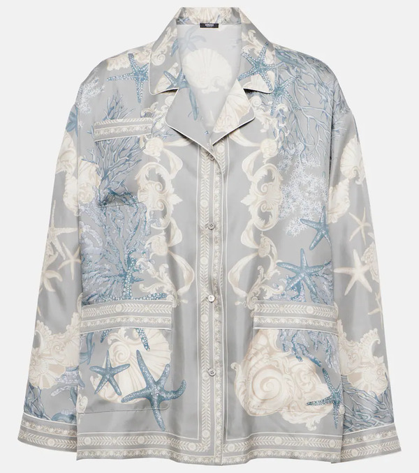  Versace Versace Barocco Sea Oversized Silk Twill Shirt 