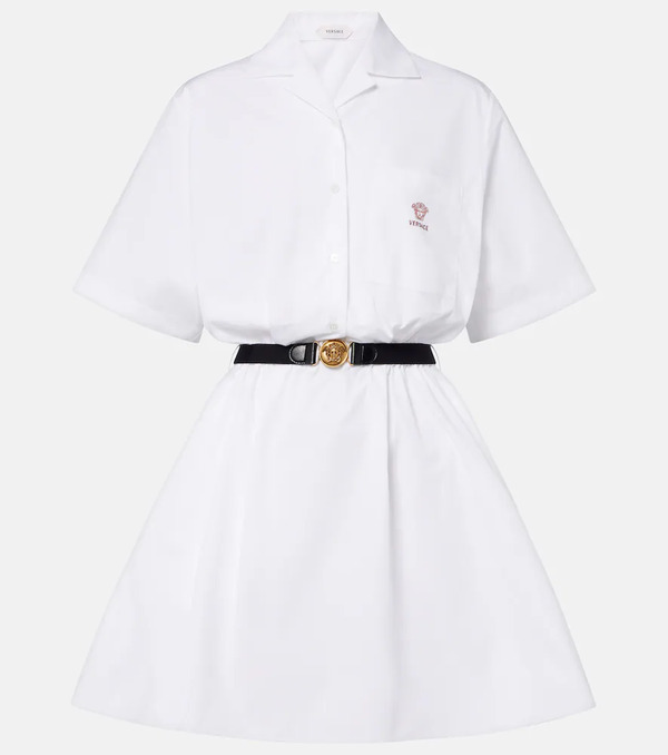  Versace Versace Belted Cotton Poplin Minidress 