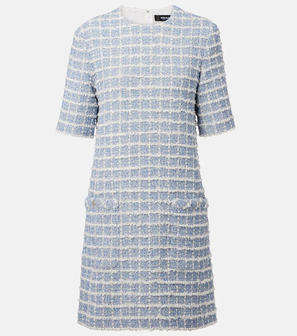  Versace Versace Checked Cotton-blend Tweed Minidress 