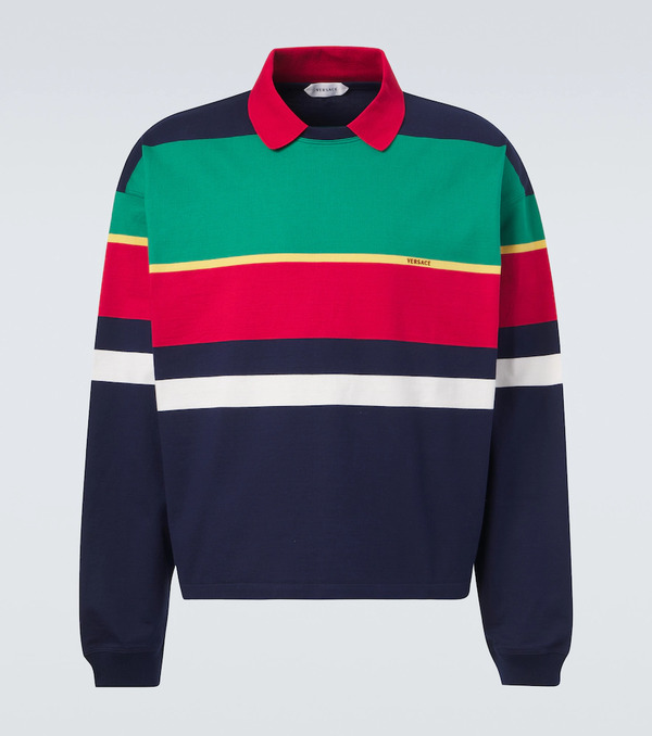  Versace Versace Colorblocked Cotton Jersey Polo Sweatshirt 