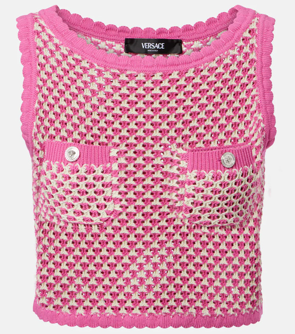  Versace Versace Crochet Cotton-blend Crop Top 