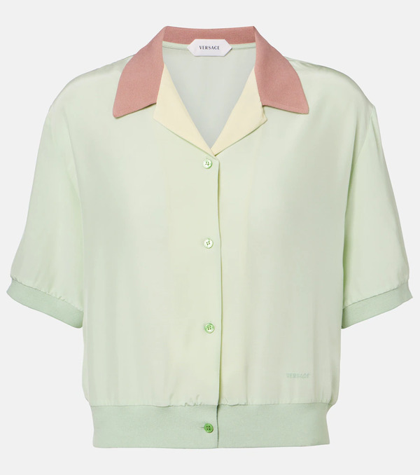  Versace Versace Cropped Silk Poplin Shirt 