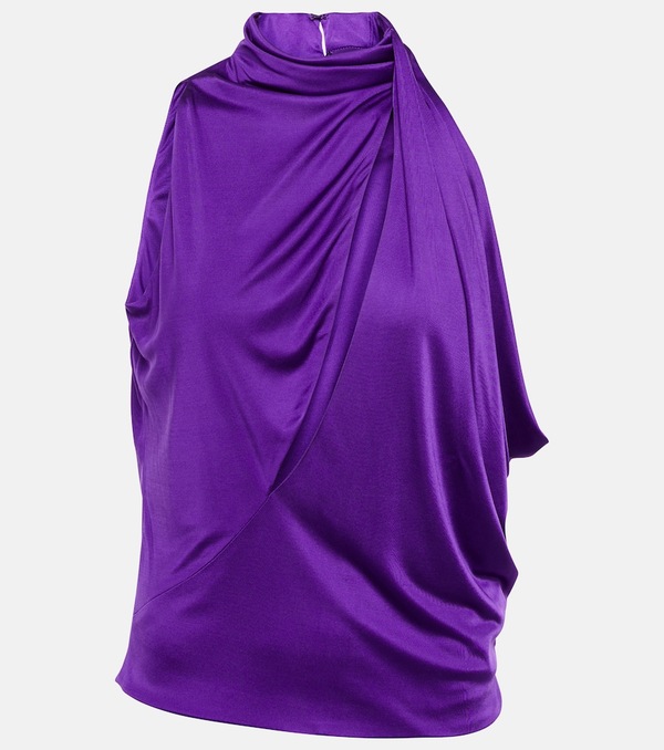  Versace Versace Cutout Turtleneck Satin Top 
