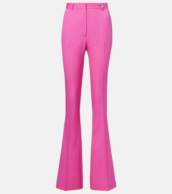  Versace Versace Embellished High-rise Wool Flared Pants 