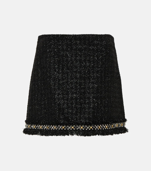  Versace Versace Embellished Metallic Tweed Miniskirt 