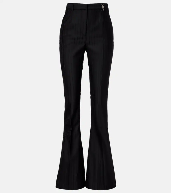  Versace Versace Embellished Pinestripe Wool Flared Pants 