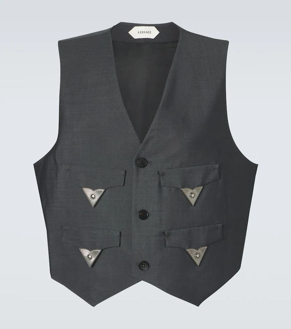  Versace Versace Embellished Wool And Mohair Vest 
