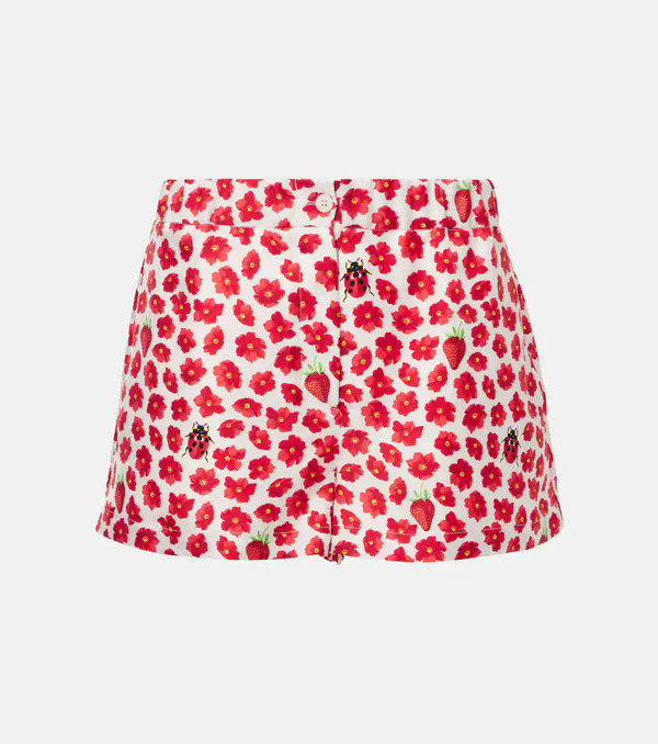  Versace Versace Floral Printed Silk Twill Shorts 