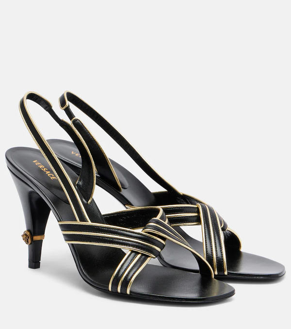  Versace Versace Gianni Leather Slingback Sandals 