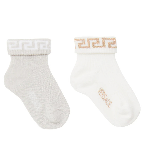  Versace Kids Versace Kids Baby La Greca Set Of 2 Socks 