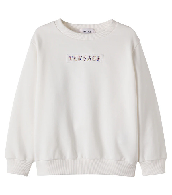  Versace Kids Versace Kids Logo Beaded Cotton Jersey Sweatshirt 