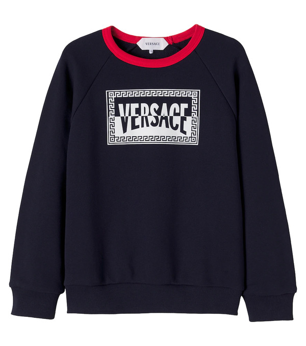  Versace Kids Versace Kids Logo Cotton Jersey Sweatshirt 