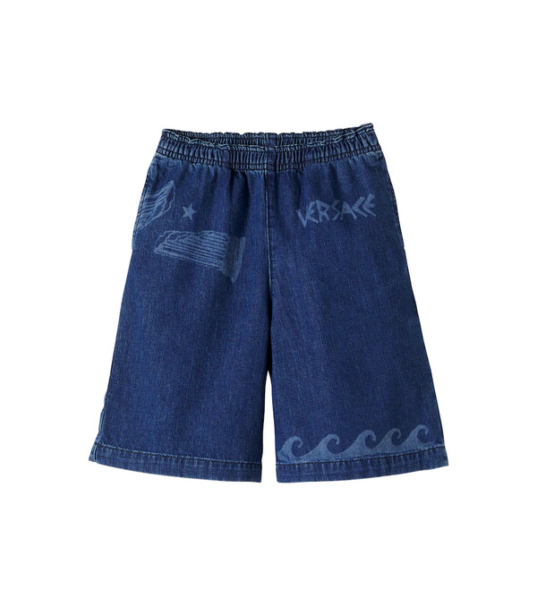  Versace Kids Versace Kids Printed Denim Shorts 