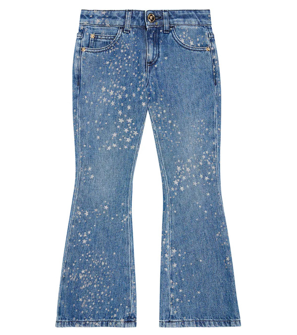 Versace Kids Versace Kids Printed Flared Jeans 