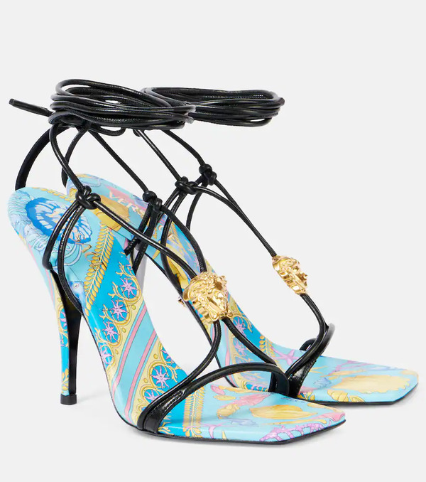  Versace Versace La Medusa Printed Leather Sandals 