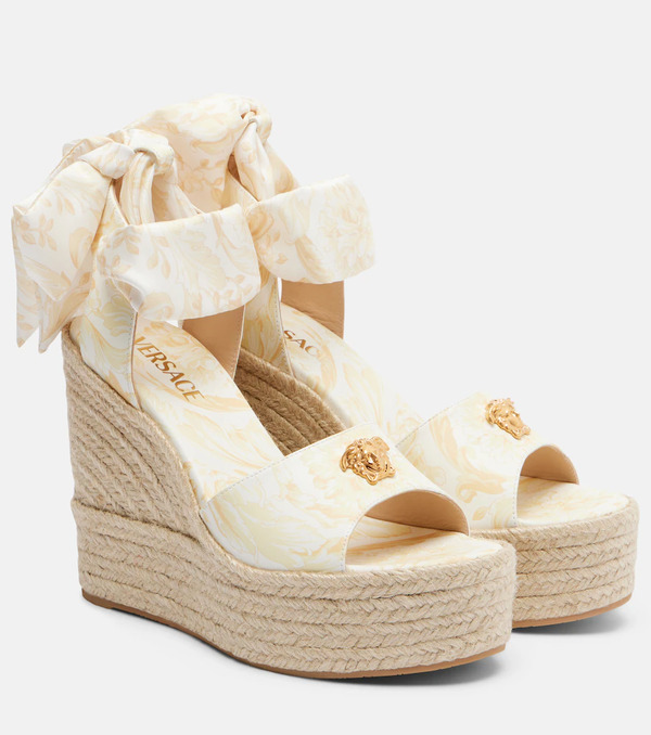  Versace Versace 120 Leather Platform Espadrille Wedges 