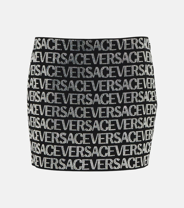  Versace Versace Logo Embellished Miniskirt 