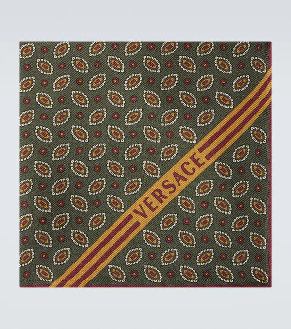 Versace Versace Logo Printed Silk Pocket Square 
