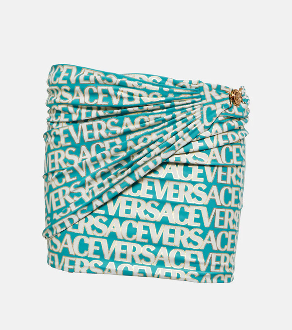 Versace Versace Logo Ruched Miniskirt 