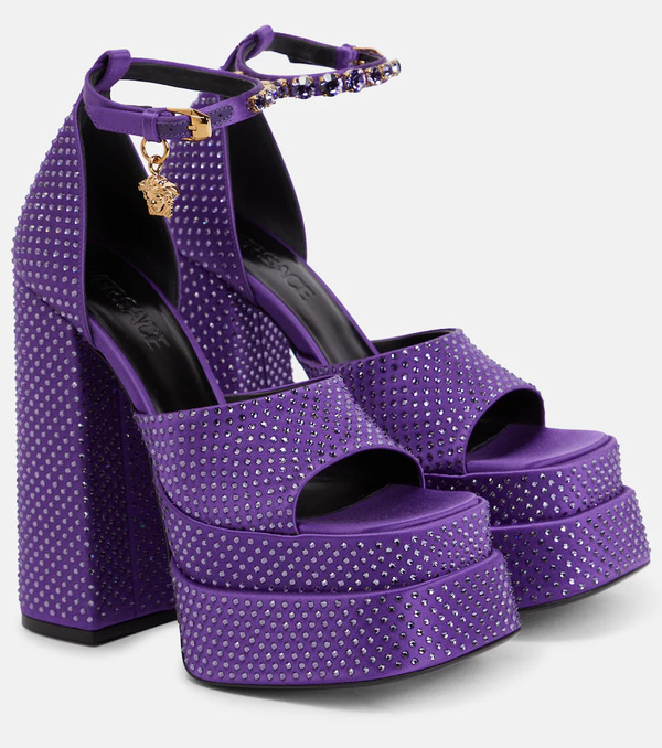  Versace Versace Medusa Aevitas Embellished Platform Sandals 